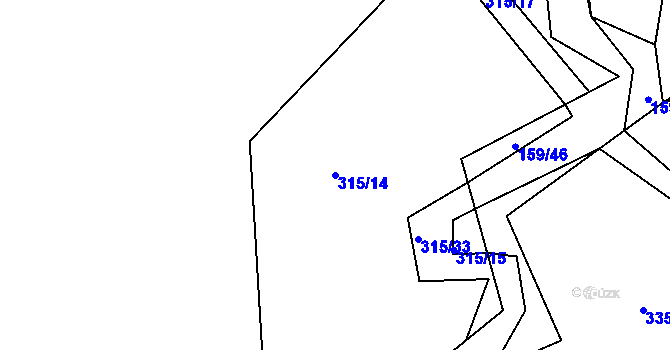 Parcela st. 315/14 v KÚ Benice, Katastrální mapa