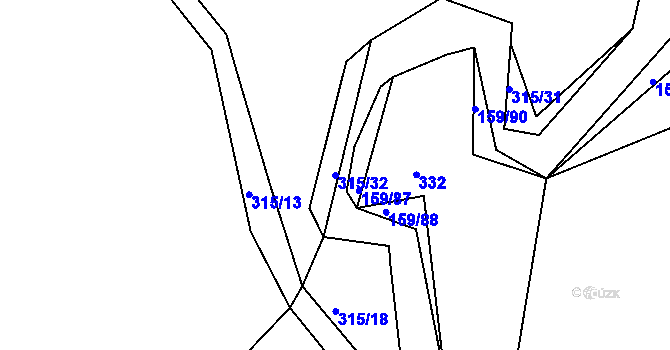 Parcela st. 315/32 v KÚ Benice, Katastrální mapa