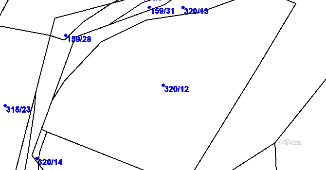 Parcela st. 320/12 v KÚ Benice, Katastrální mapa