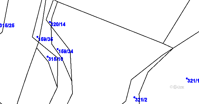 Parcela st. 320/15 v KÚ Benice, Katastrální mapa