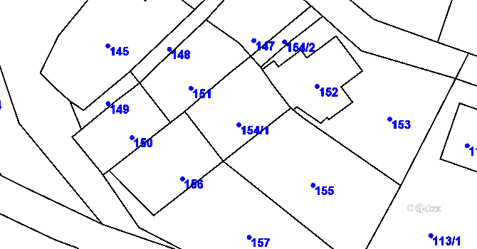 Parcela st. 154/1 v KÚ Benice, Katastrální mapa