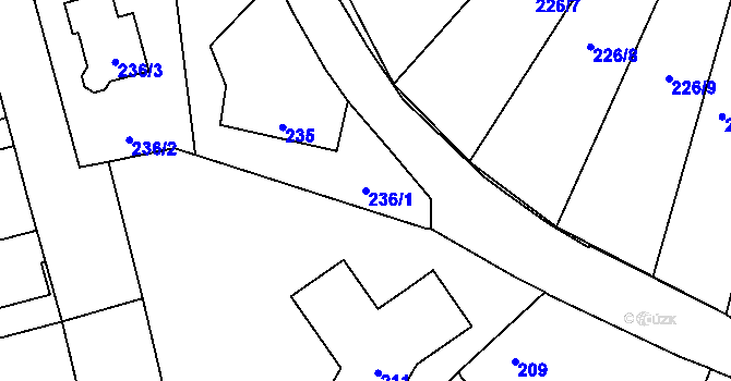 Parcela st. 236/1 v KÚ Benice, Katastrální mapa