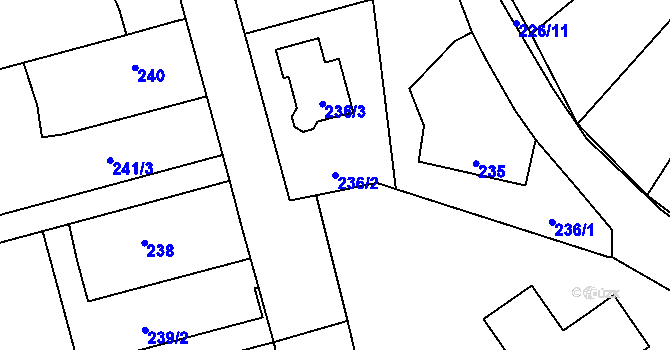 Parcela st. 236/2 v KÚ Benice, Katastrální mapa