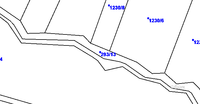 Parcela st. 293/13 v KÚ Benice, Katastrální mapa