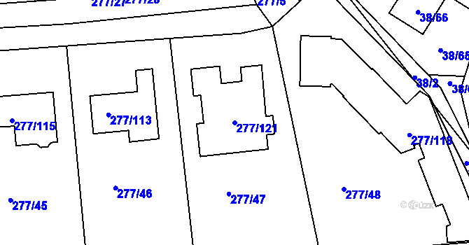 Parcela st. 277/121 v KÚ Benice, Katastrální mapa
