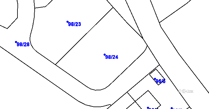 Parcela st. 98/24 v KÚ Benice, Katastrální mapa