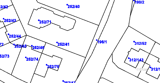 Parcela st. 196/23 v KÚ Benice, Katastrální mapa