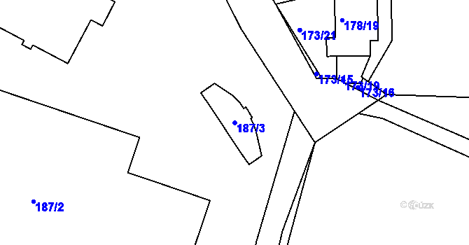 Parcela st. 187/3 v KÚ Benice, Katastrální mapa