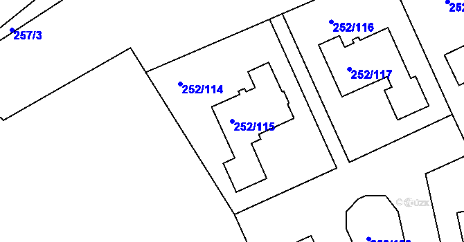Parcela st. 252/115 v KÚ Benice, Katastrální mapa