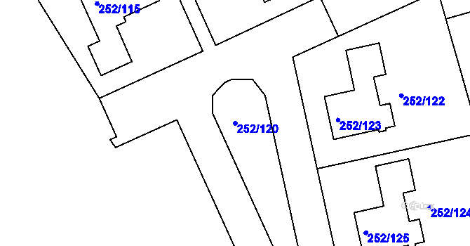 Parcela st. 252/120 v KÚ Benice, Katastrální mapa