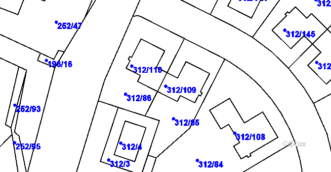 Parcela st. 312/109 v KÚ Benice, Katastrální mapa