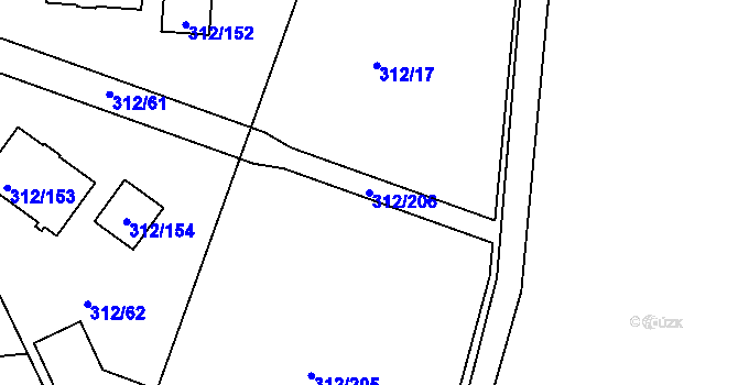 Parcela st. 312/206 v KÚ Benice, Katastrální mapa