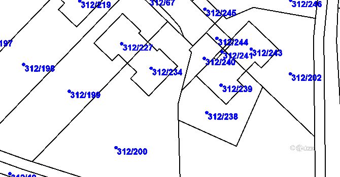 Parcela st. 312/237 v KÚ Benice, Katastrální mapa
