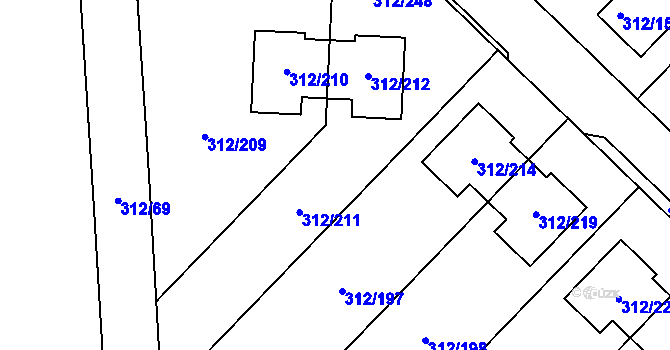 Parcela st. 312/211 v KÚ Benice, Katastrální mapa