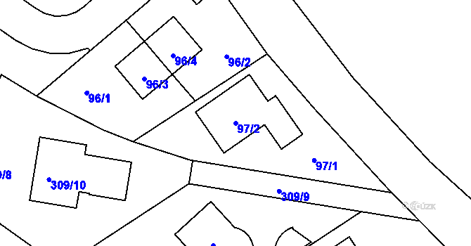 Parcela st. 97/2 v KÚ Benice, Katastrální mapa