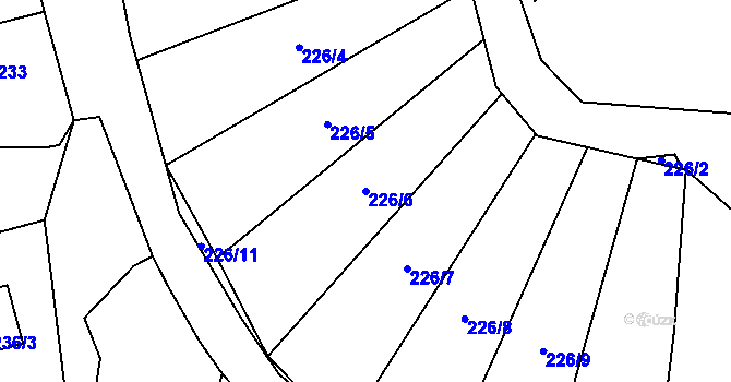 Parcela st. 226/6 v KÚ Benice, Katastrální mapa