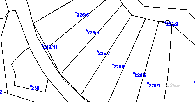 Parcela st. 226/7 v KÚ Benice, Katastrální mapa