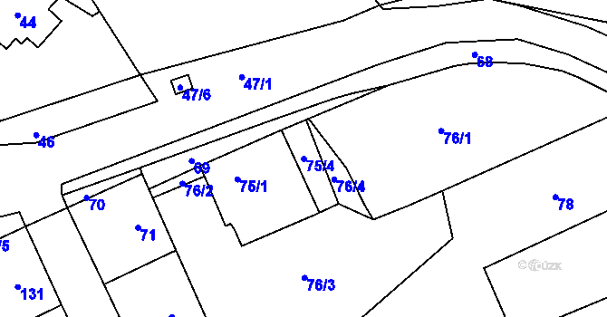 Parcela st. 75/4 v KÚ Benice, Katastrální mapa