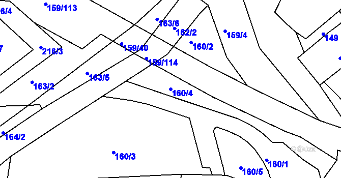 Parcela st. 160/4 v KÚ Benice, Katastrální mapa