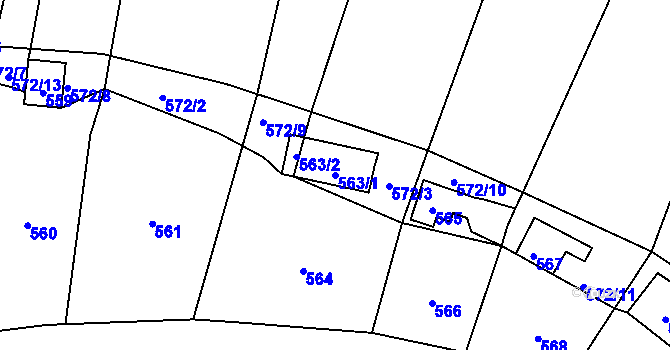 Parcela st. 563/1 v KÚ Benkovice, Katastrální mapa