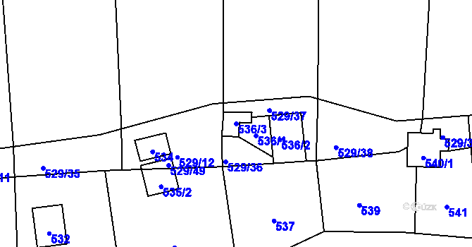 Parcela st. 536/3 v KÚ Benkovice, Katastrální mapa