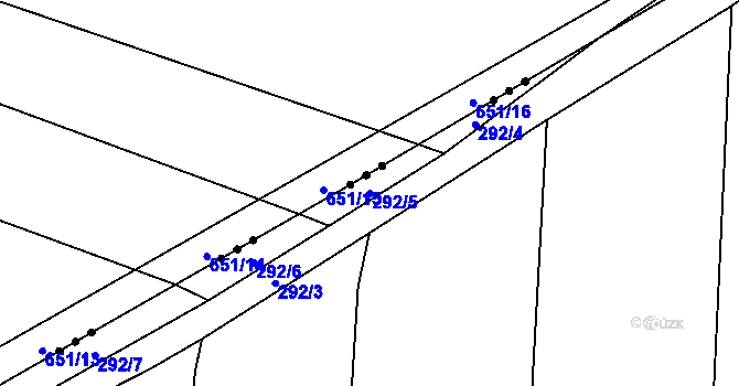 Parcela st. 292/5 v KÚ Benkovice, Katastrální mapa