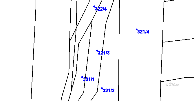 Parcela st. 321/3 v KÚ Benkovice, Katastrální mapa