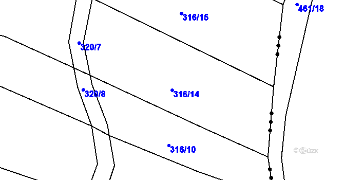 Parcela st. 316/14 v KÚ Benkovice, Katastrální mapa