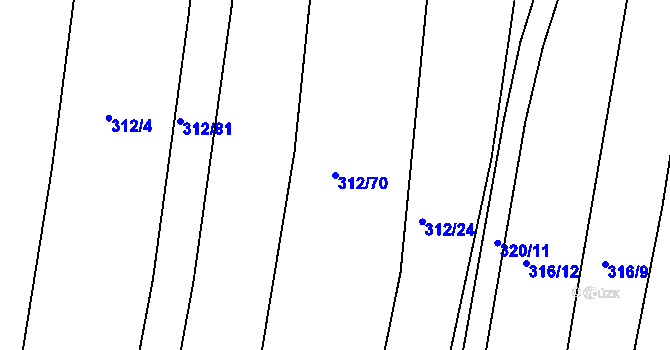 Parcela st. 312/70 v KÚ Benkovice, Katastrální mapa