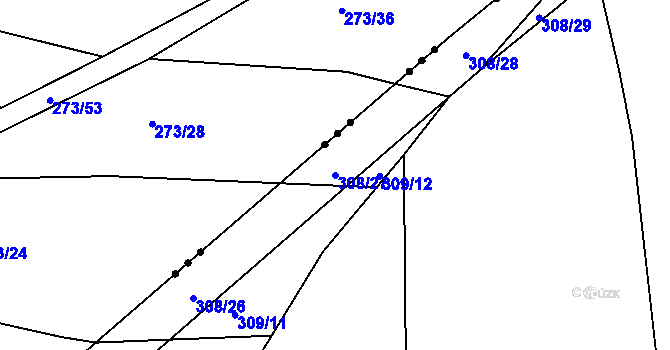 Parcela st. 308/27 v KÚ Benkovice, Katastrální mapa