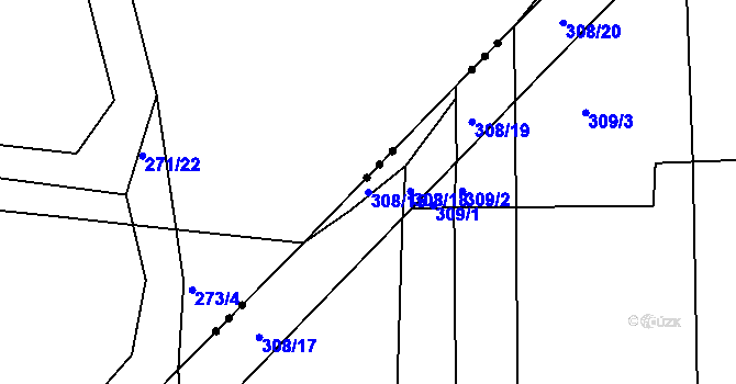Parcela st. 308/15 v KÚ Benkovice, Katastrální mapa