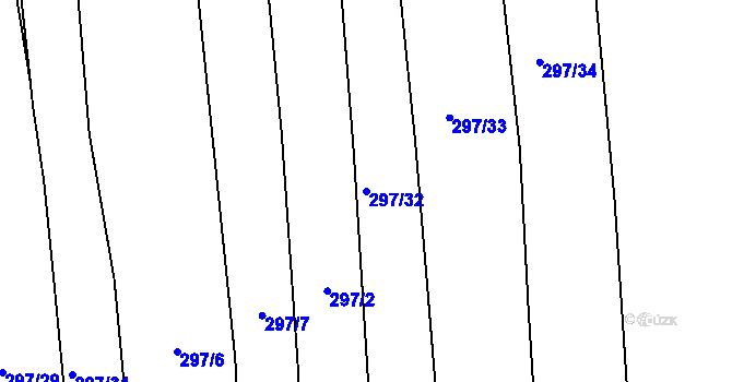 Parcela st. 297/32 v KÚ Benkovice, Katastrální mapa