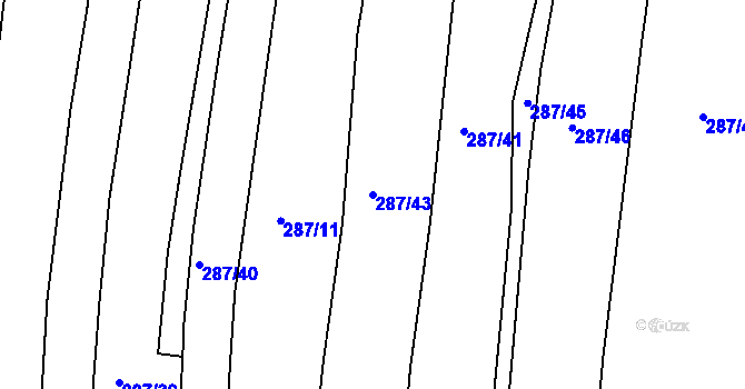 Parcela st. 287/43 v KÚ Benkovice, Katastrální mapa