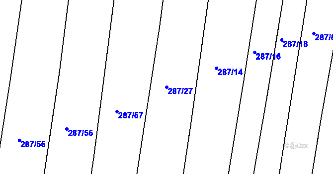 Parcela st. 287/27 v KÚ Benkovice, Katastrální mapa