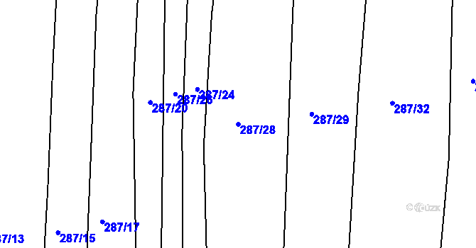 Parcela st. 287/28 v KÚ Benkovice, Katastrální mapa