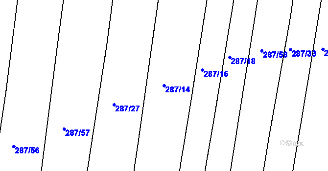 Parcela st. 287/14 v KÚ Benkovice, Katastrální mapa
