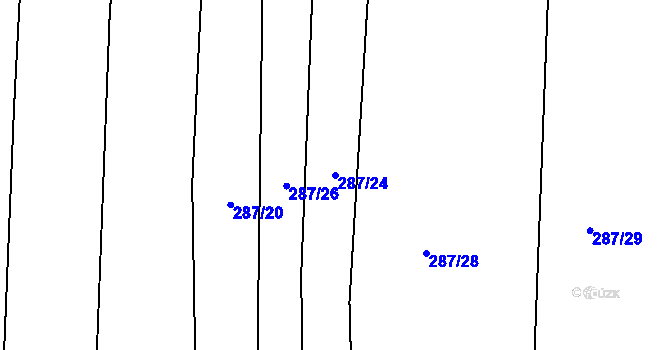 Parcela st. 287/24 v KÚ Benkovice, Katastrální mapa