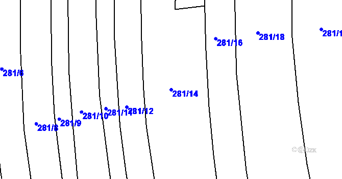 Parcela st. 281/14 v KÚ Benkovice, Katastrální mapa