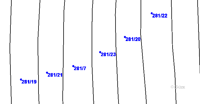 Parcela st. 281/23 v KÚ Benkovice, Katastrální mapa