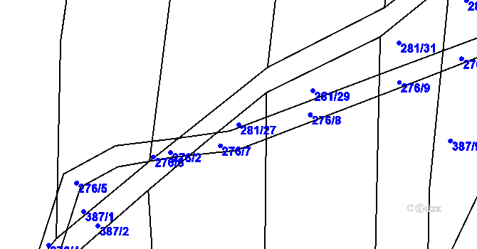 Parcela st. 281/27 v KÚ Benkovice, Katastrální mapa