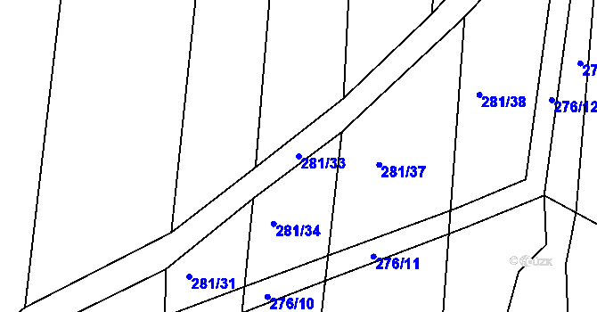 Parcela st. 281/33 v KÚ Benkovice, Katastrální mapa