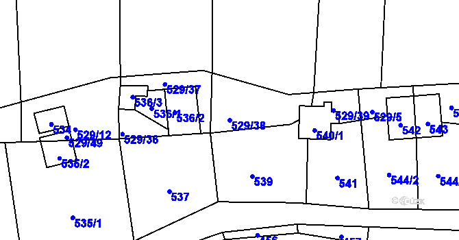 Parcela st. 529/38 v KÚ Benkovice, Katastrální mapa