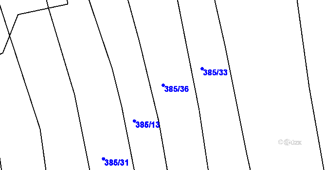 Parcela st. 385/36 v KÚ Benkovice, Katastrální mapa