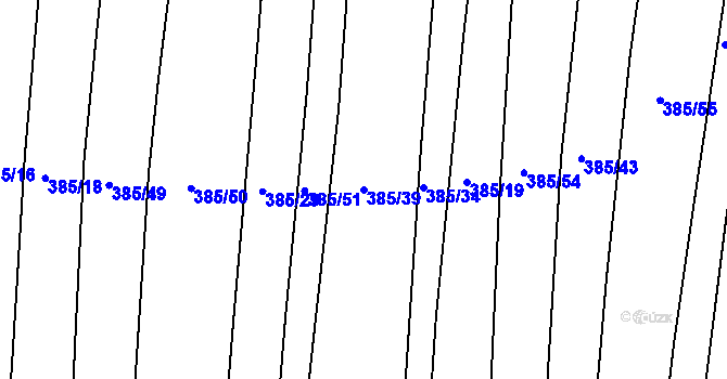 Parcela st. 385/39 v KÚ Benkovice, Katastrální mapa