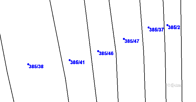 Parcela st. 385/46 v KÚ Benkovice, Katastrální mapa