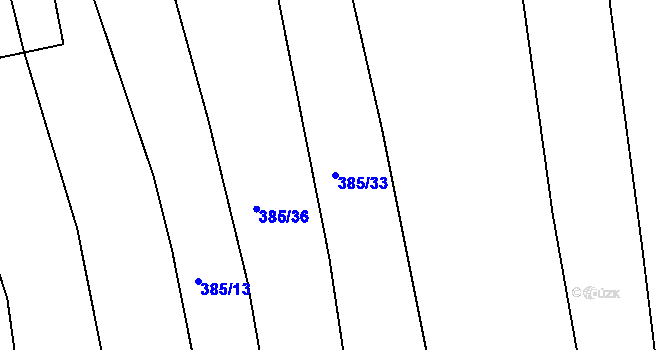 Parcela st. 385/33 v KÚ Benkovice, Katastrální mapa