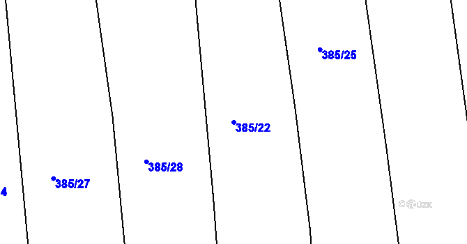 Parcela st. 385/22 v KÚ Benkovice, Katastrální mapa