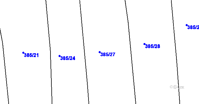 Parcela st. 385/27 v KÚ Benkovice, Katastrální mapa