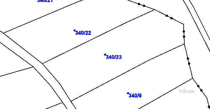 Parcela st. 340/23 v KÚ Benkovice, Katastrální mapa