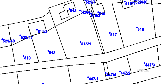 Parcela st. 515/1 v KÚ Benkovice, Katastrální mapa